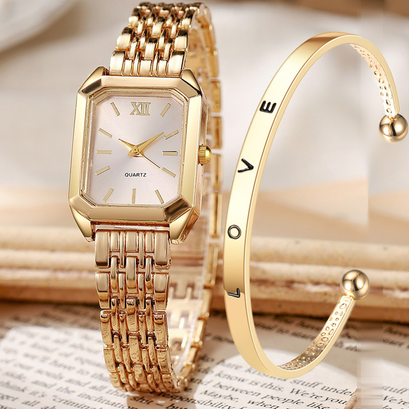 Luxury Watch Square - 2PCS/set Luxury Women's Quartz Watch with