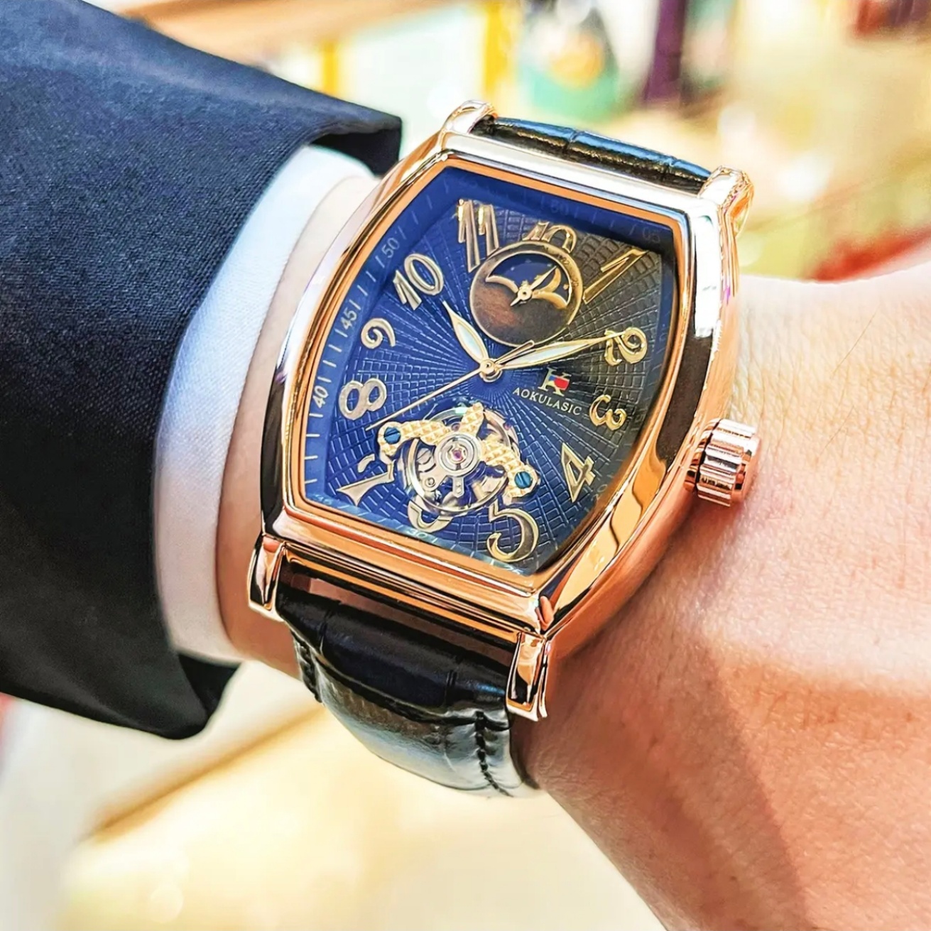 Luxury Watch Europe - Luxury Business Barrel-Shaped Men's Mechanical Watch,