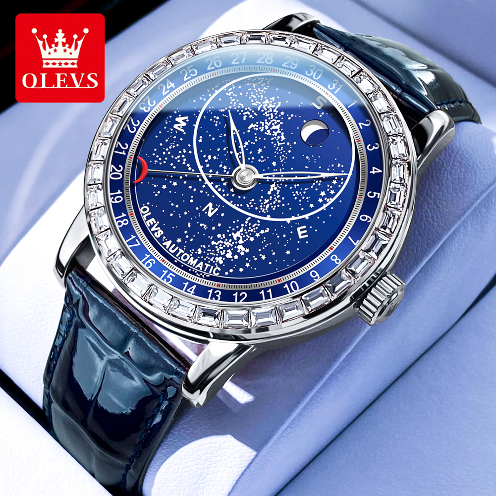 Compass Watch Luxury - OLEVS 9923 Starry Sky Automatic Mechanical