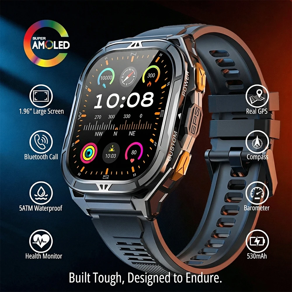 Compass Watch Luxury - Luxury AMOLED Smartwatch Real GPS 5ATM