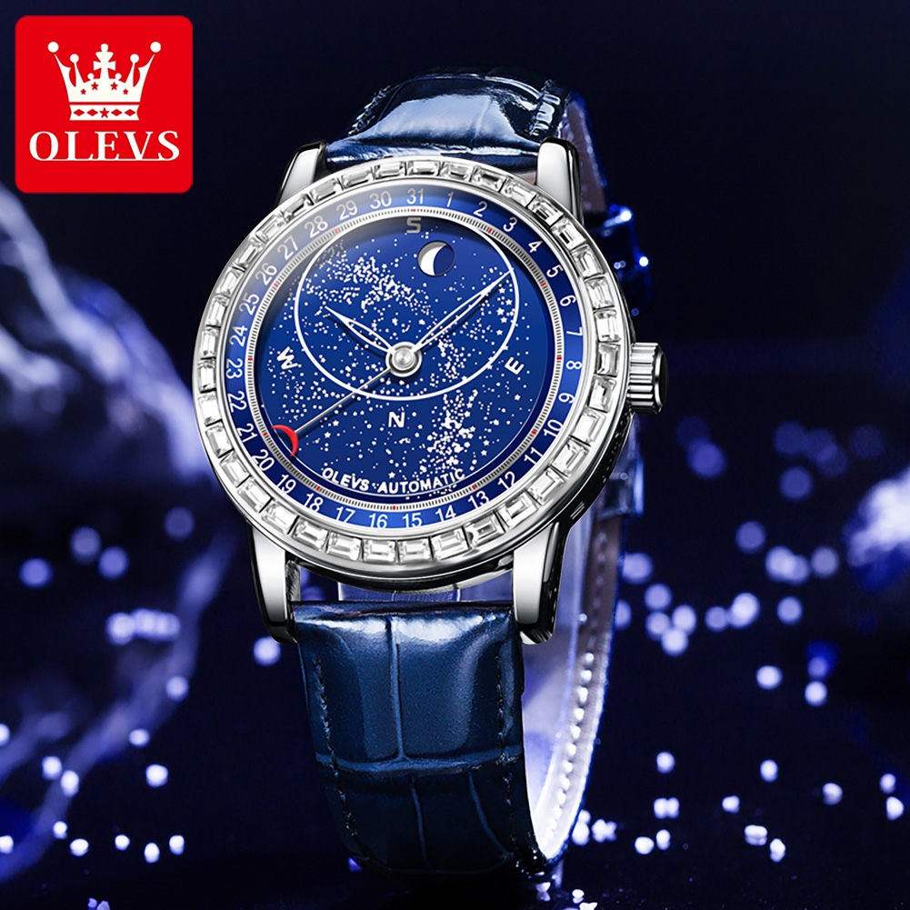 OLEVS 9923 Starry Sky Automati - Compass Watch Luxury 评论和价格