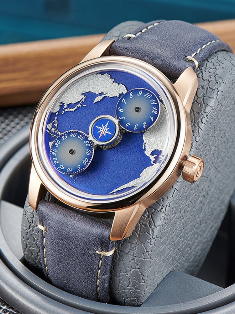 Casual Men Work Blue Planet Fu - Compass Watch Luxury 评论和价格