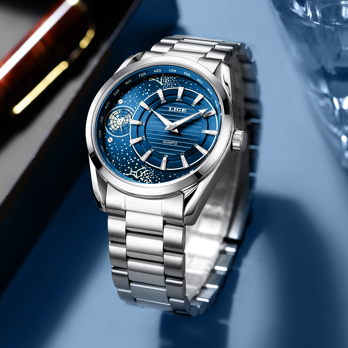 LIGE Original Quartz Man Watch - Compass Watch Luxury 评论和价格