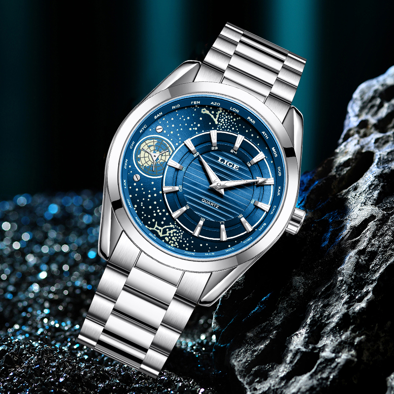 LIGE Original Quartz Man Watch - Compass Watch Luxury 评论和价格