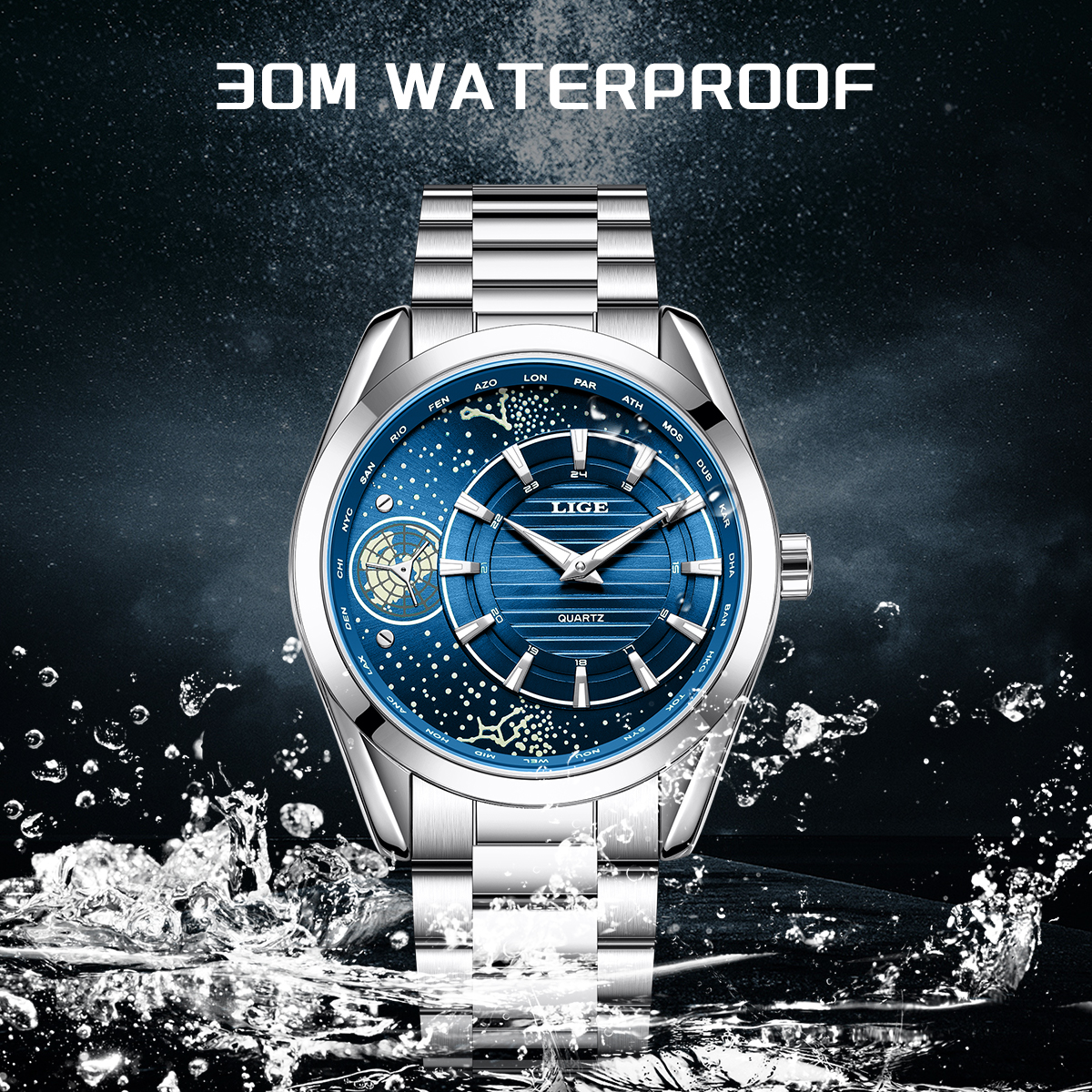 LIGE Original Quartz Man Watch - Compass Watch Luxury 评论和价格