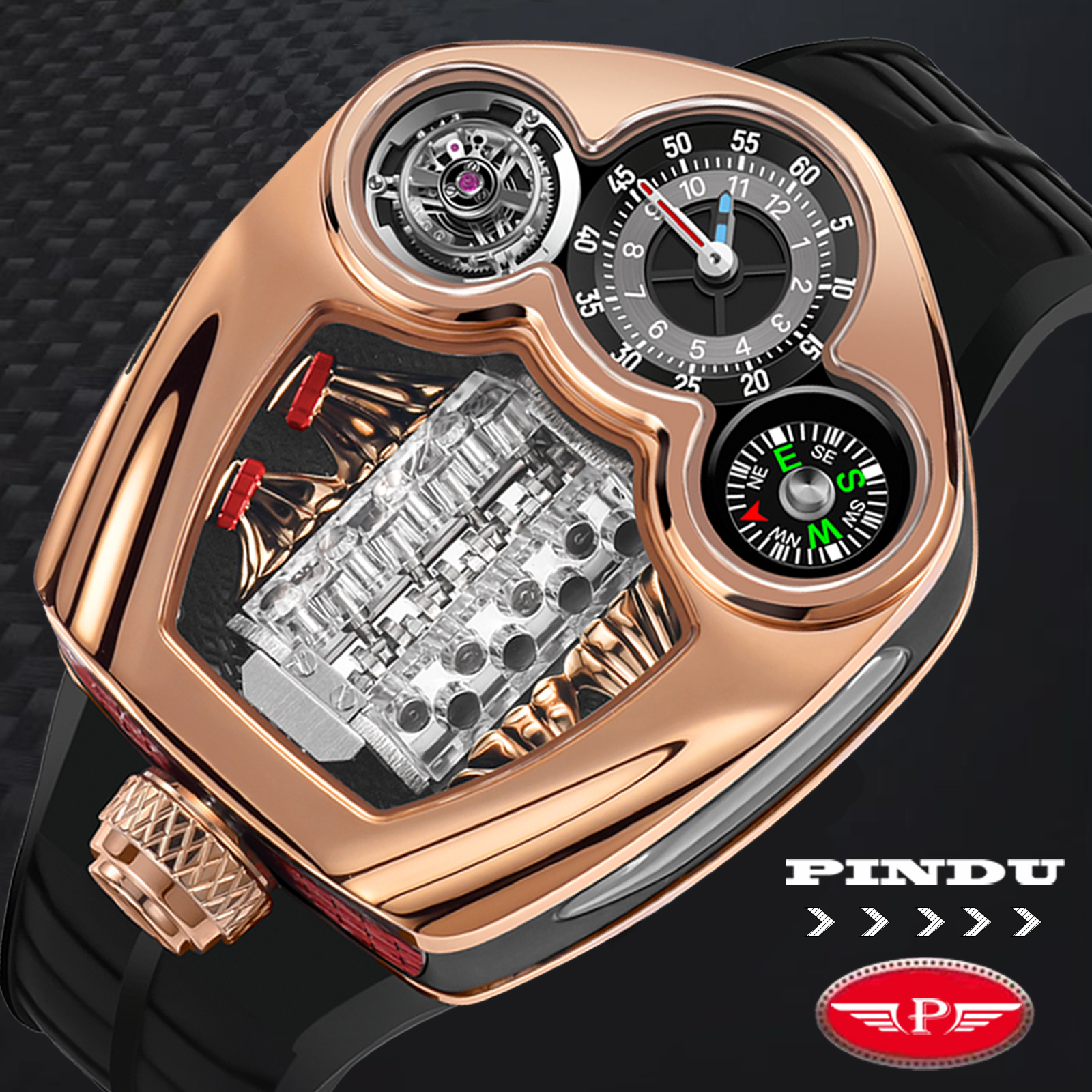 PINDU Design NEW Engine Series - Compass Watch Luxury 评论和价格